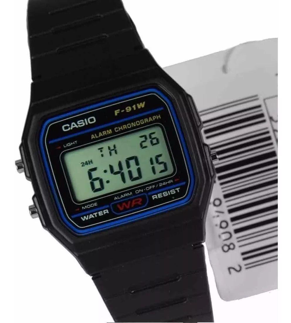 Reloj De Pulsera Casio Original Retro F-91-1DG Negro-5