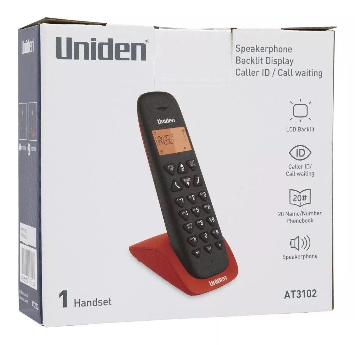 Telefono Inalámbrico Uniden At3102 Con Altavoz Negro Y Rojo-4