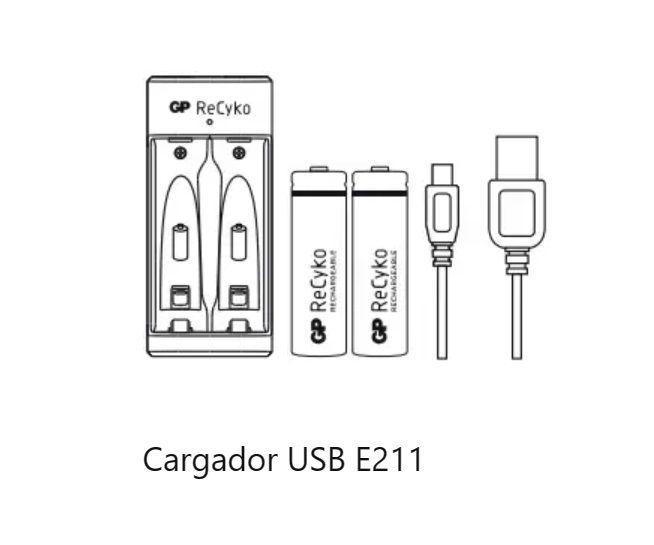 kit Cargador Usb Con 2 Pilas Aaa Recargables Gp Recyko 800mah-3