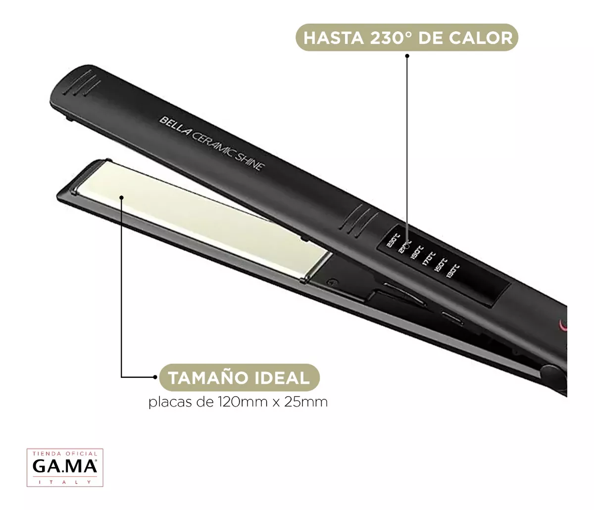 Plancha Alisadora Gama Elegance Led Bella Ceramic Shine Ion-3