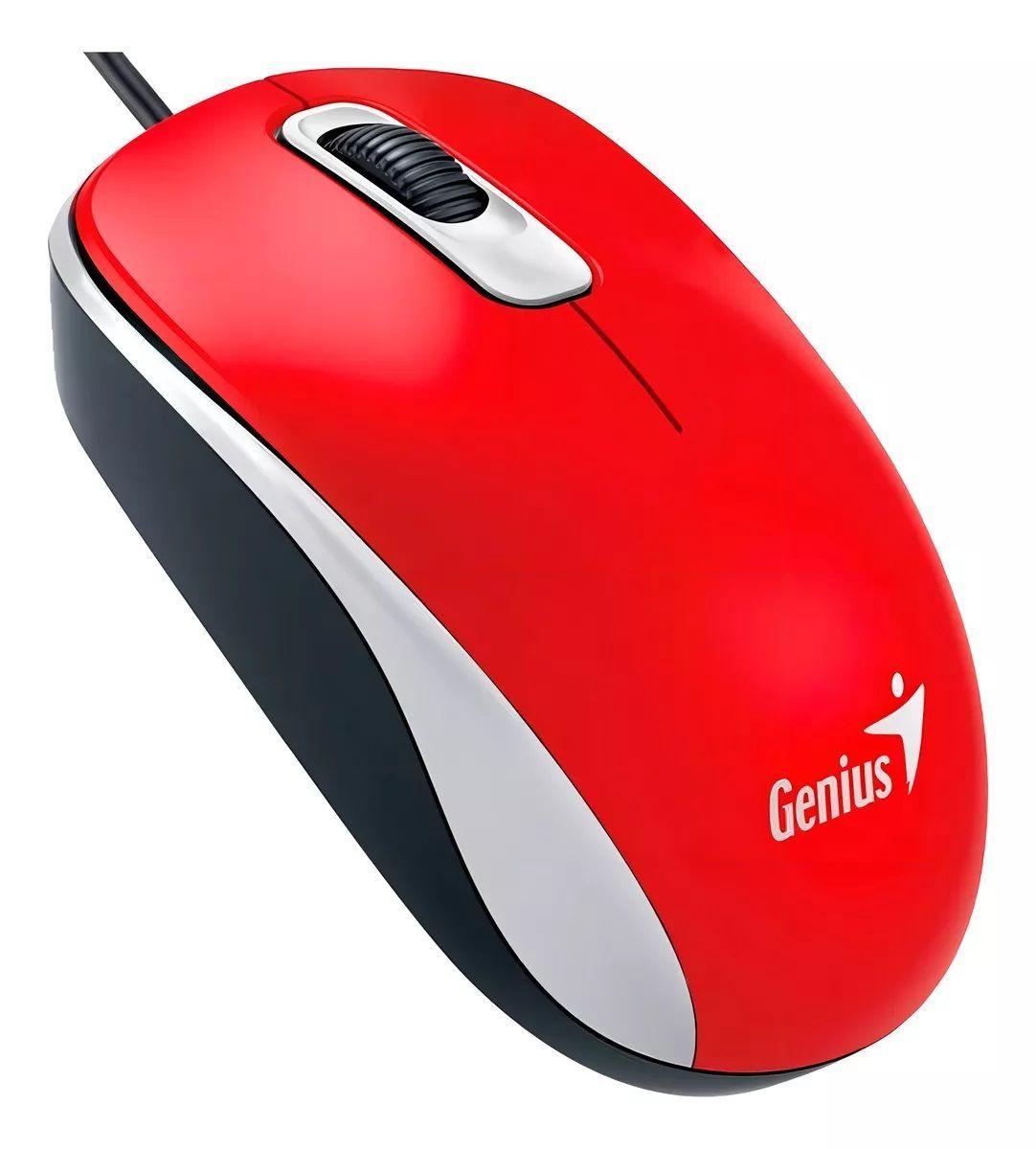 Mouse alámbrico DX-110 Óptico USB Rojo, 3 botones, Ambidiestro.-0
