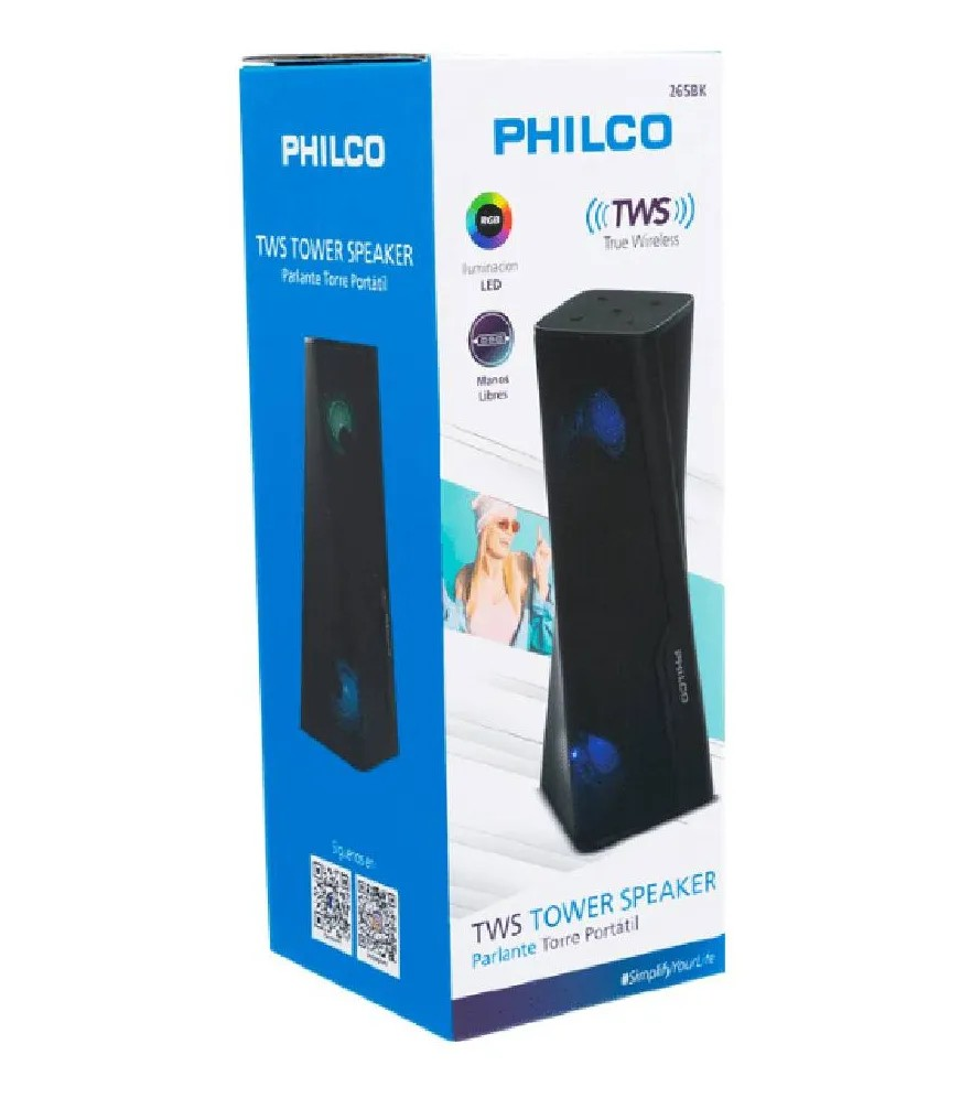 Parlante Portatil Philco Tower Rgb 265bk Wireless Radio Aux Negro-4