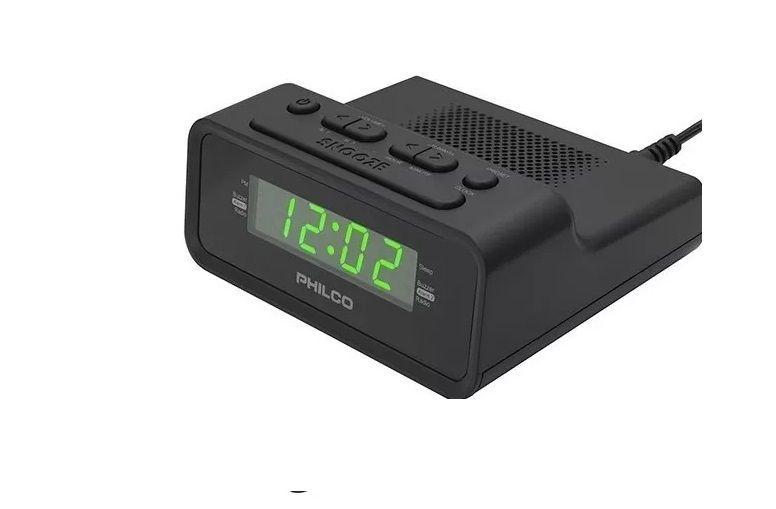 Radio Reloj Despertador Con Alarma Digital Philco Negro-2
