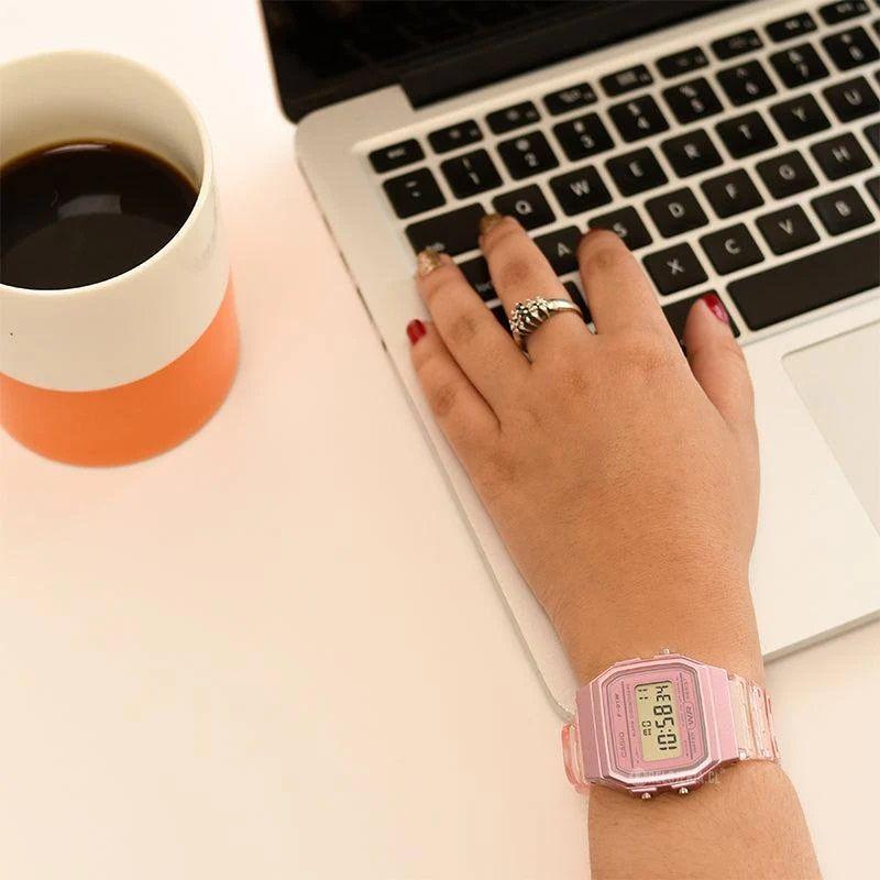 Reloj De Pulsera Casio Collection F-91ws-4df Color Rosa.-6