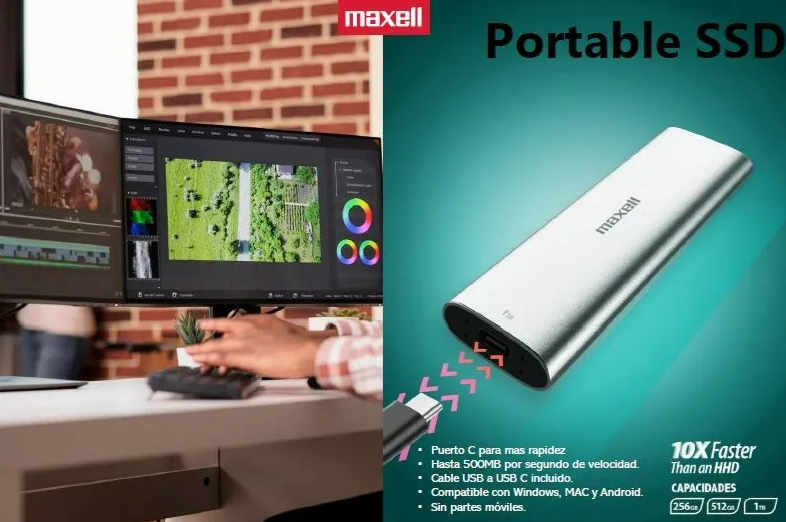 Disco Solido Ssd Portable Maxell Externo 512gb 3.1usb Tipo C-2