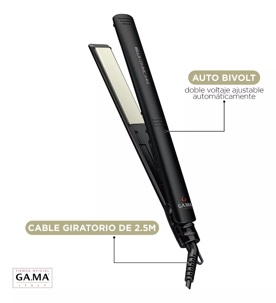 Plancha de cabello GAMA Elegance Bella Ceramic Shine Ion-3