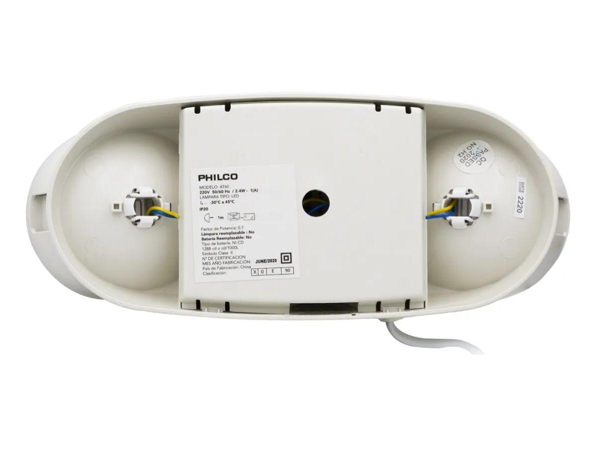 Luz De Emergencia 24 Led 2.4w Philco At60 Blanco 2 Focos-3