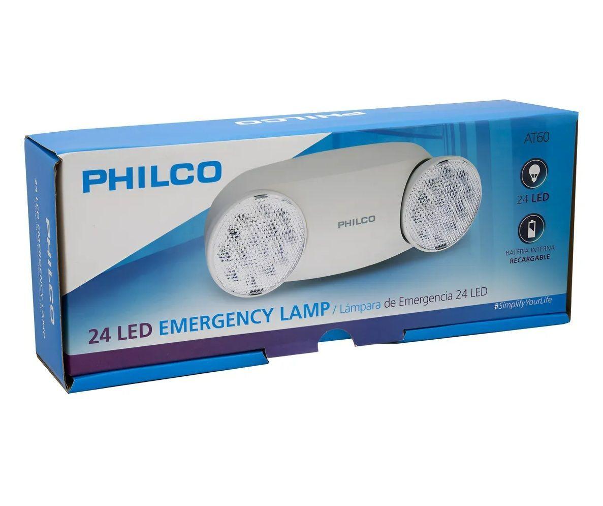Luz De Emergencia 24 Led 2.4w Philco At60 Blanco 2 Focos-5