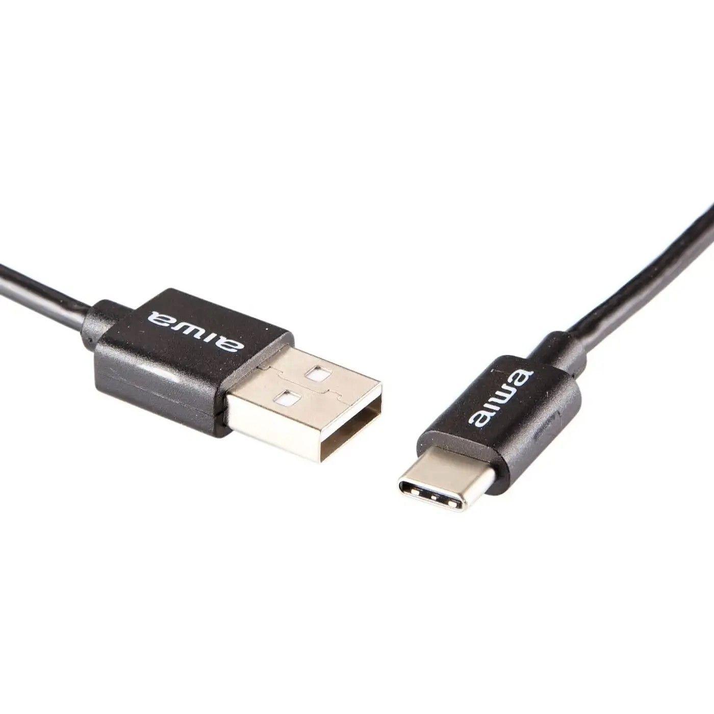 Cable Usb A Usb Tipo C 1,2 Mts Aiwa Awcs1c4b Color Negro-2