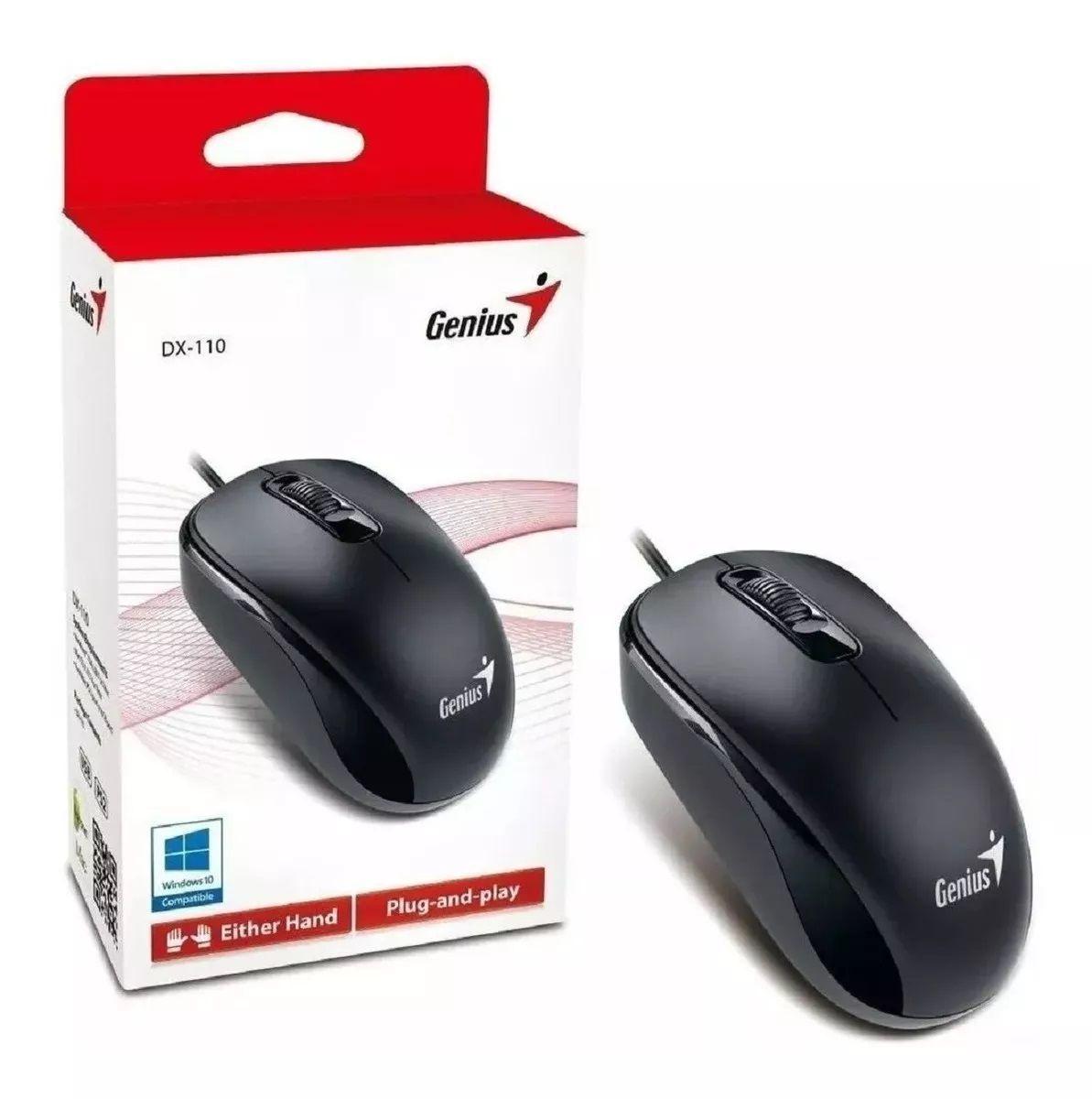 Mouse alámbrico DX-110 Óptico USB Negro, 3 botones, Ambidiestro.-3