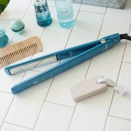 Alisador Plancha De Cabello Gama 3d Therapy Ultra Blue Titanio-4