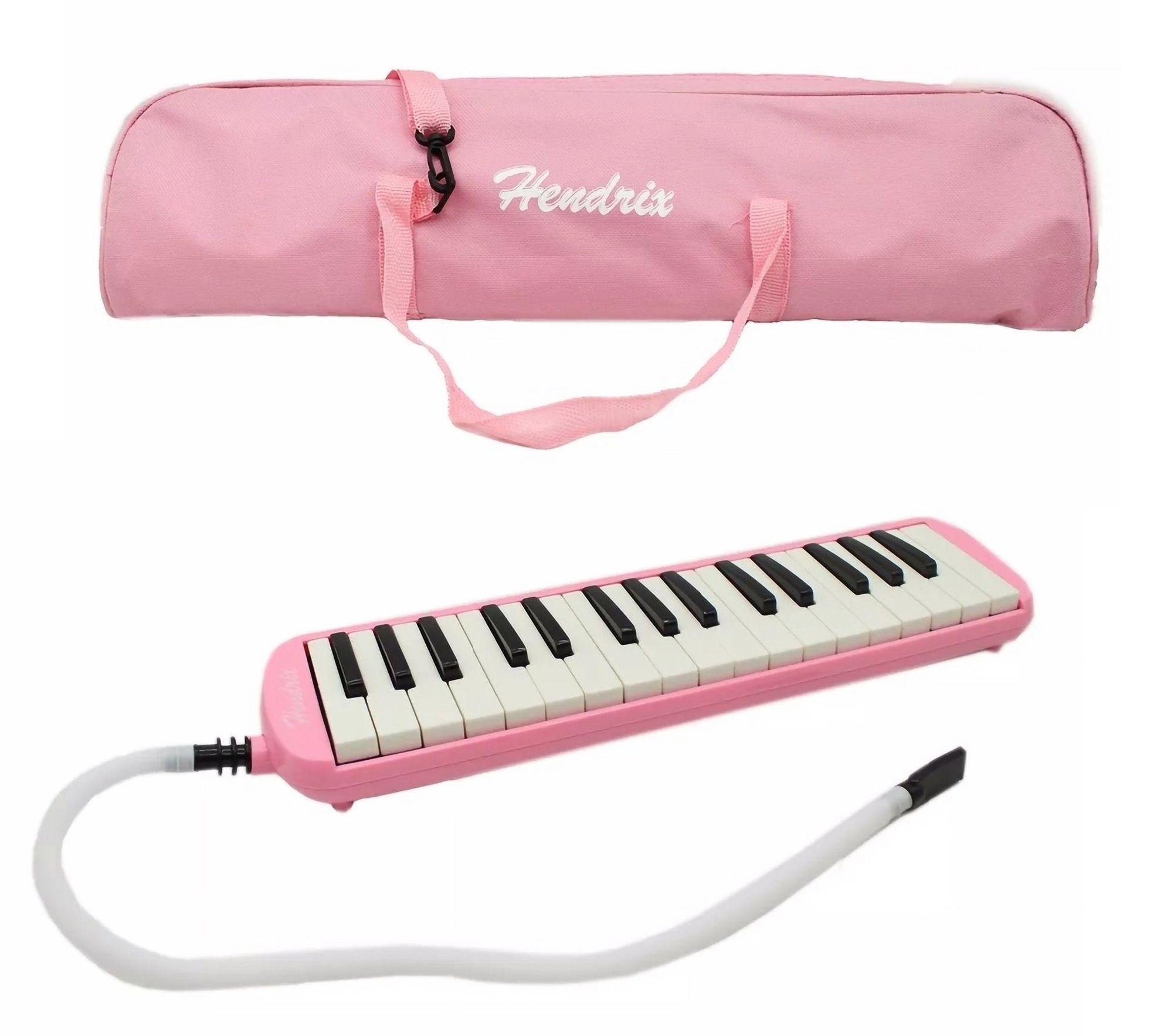 Melódica 32 Notas Color Rosado Con Estuche Marca Hendrix-0