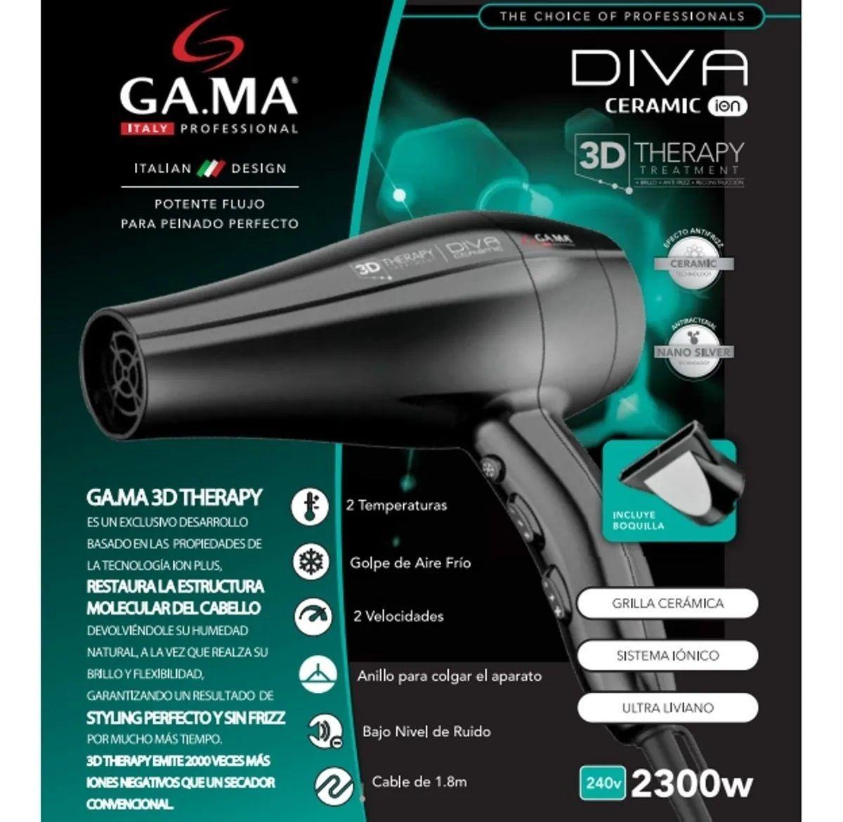 Secador De Pelo Gama Italy 3dtherapy Diva Ceramic Ion 2300w-3