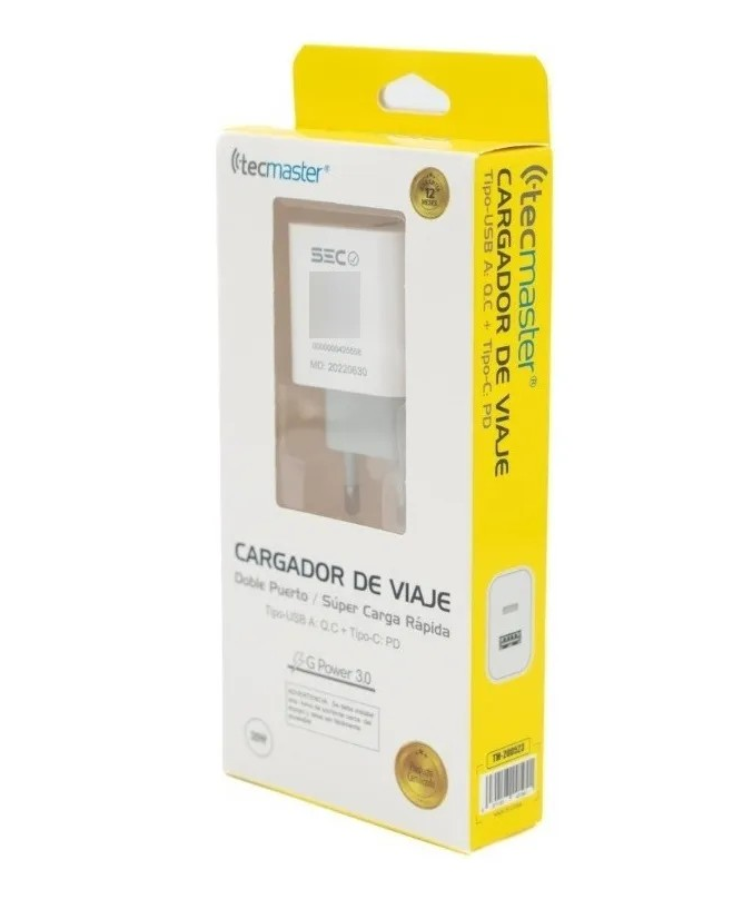 Cargador Usb C Y Usb Carga Rápida 20w Certificado Sec-4