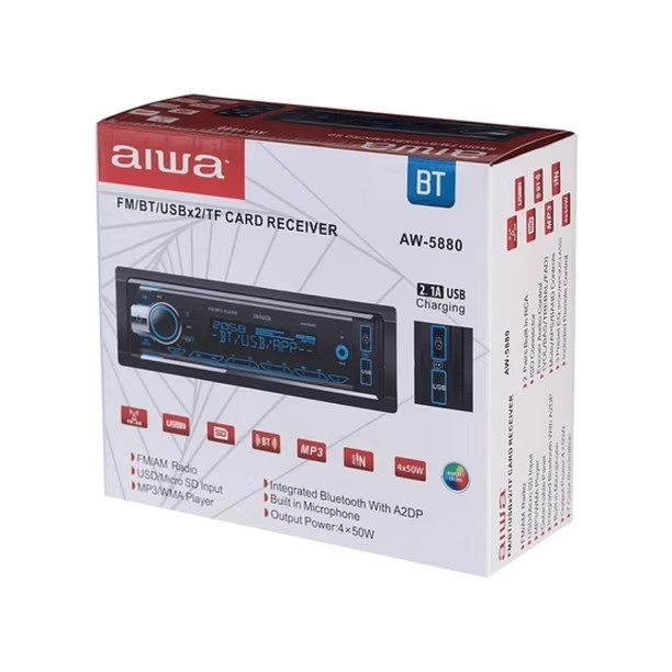 Radio Auto 1 Din Bluetooth Usb X2 Radio Fm Aiwa Aw 5880bt-7