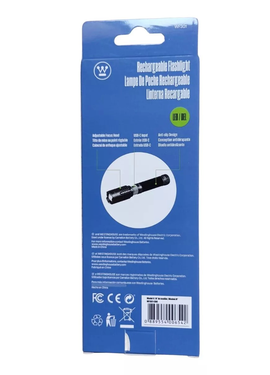 Linterna Westinghouse 2000 Lumens Recargable Zoom Aluminio-2