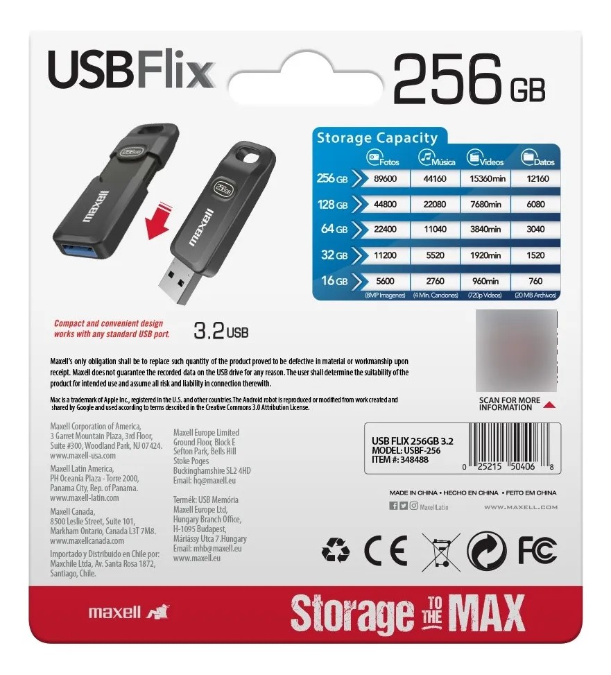 Pendrive Maxell Flix 256gb Usb 3.2 Negro-4