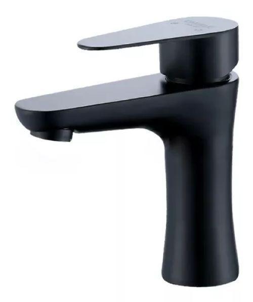 Llave Grifería Lavamanos Simple Para Baño Negro-0
