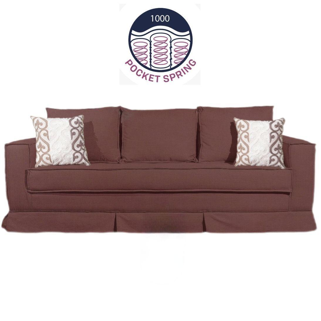 Sofá 3 cuerpos Siena café con resortes pocket spring usa-1