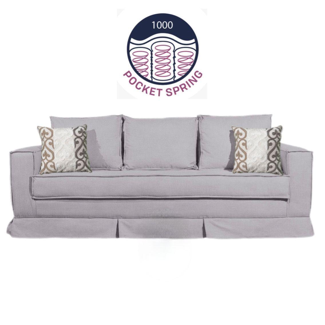 Sofá 3 cuerpos Siena gris  con resortes pocket spring-1