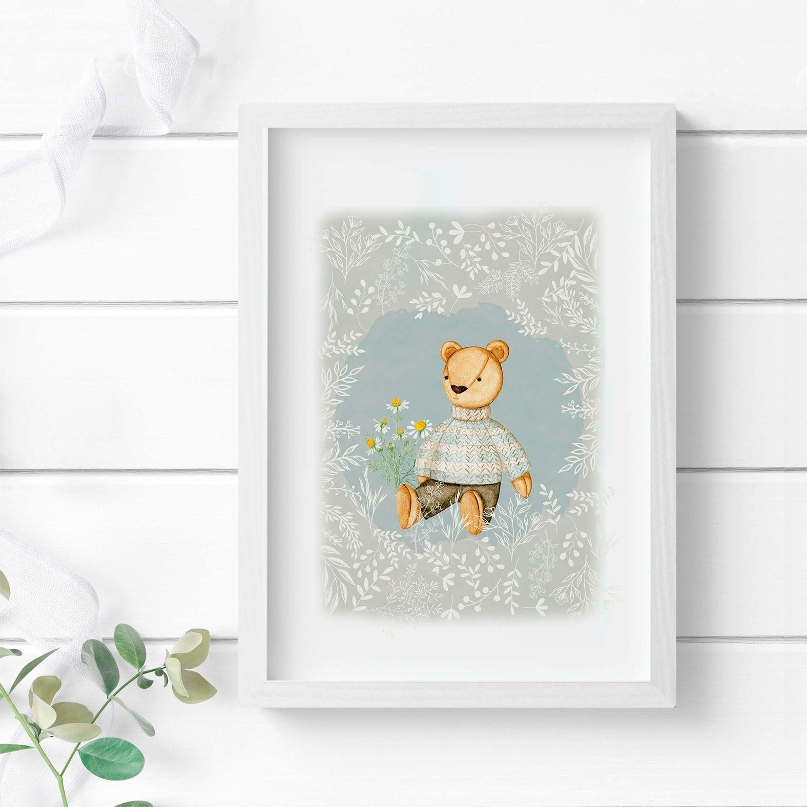 Duo de Cuadros "Botanical Friends" tonos celestes-2