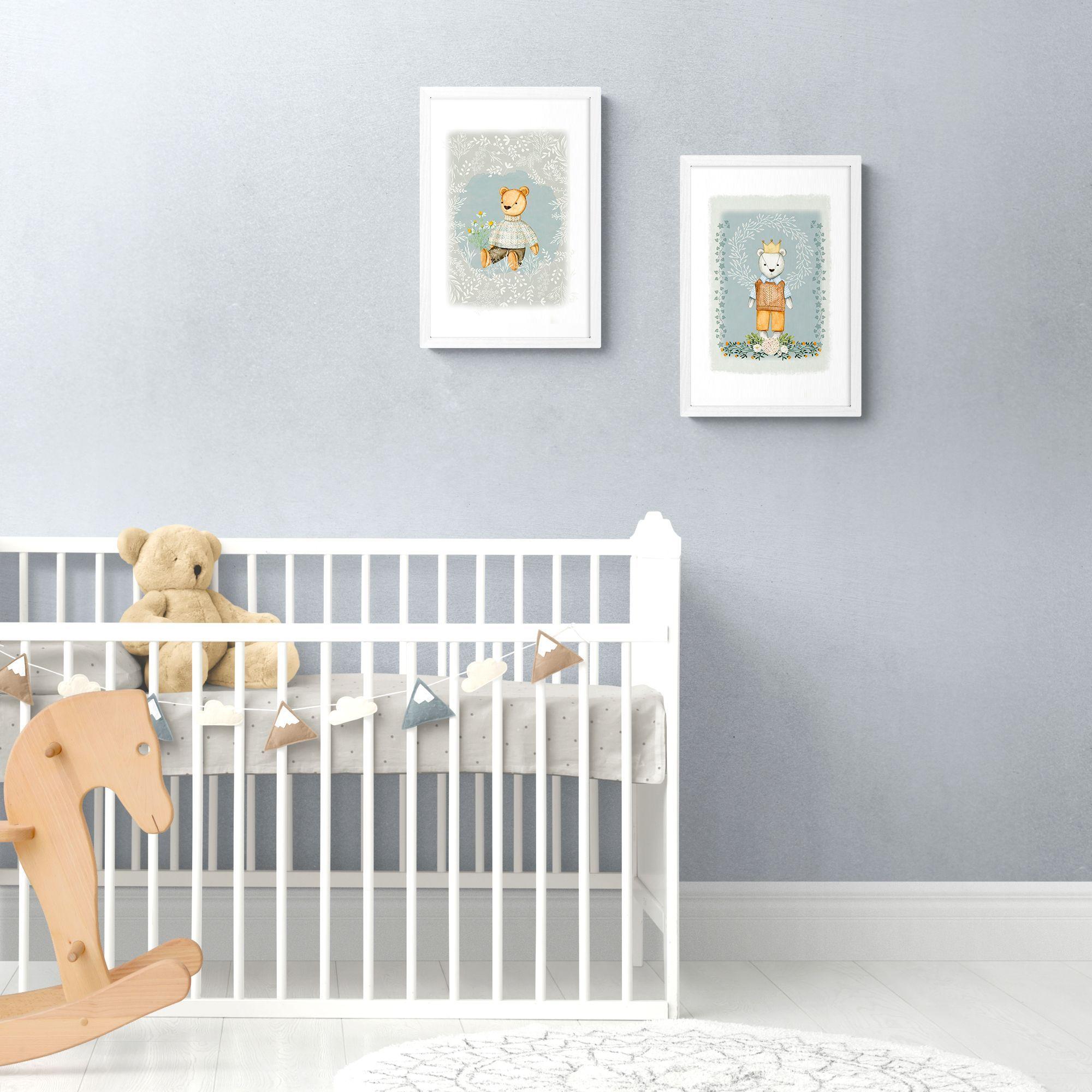 Duo de Cuadros "Botanical Friends" tonos celestes-1