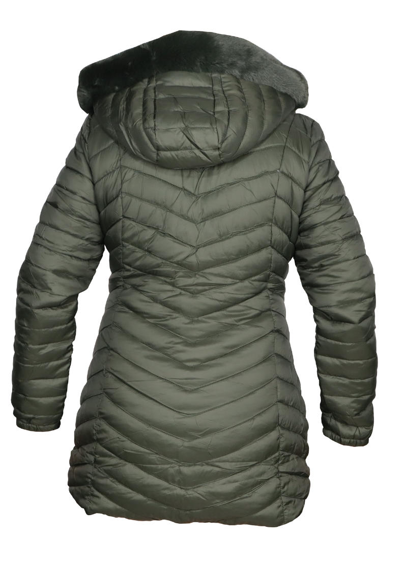 Parka de Mujer con Gorro Desmontable Verde-2