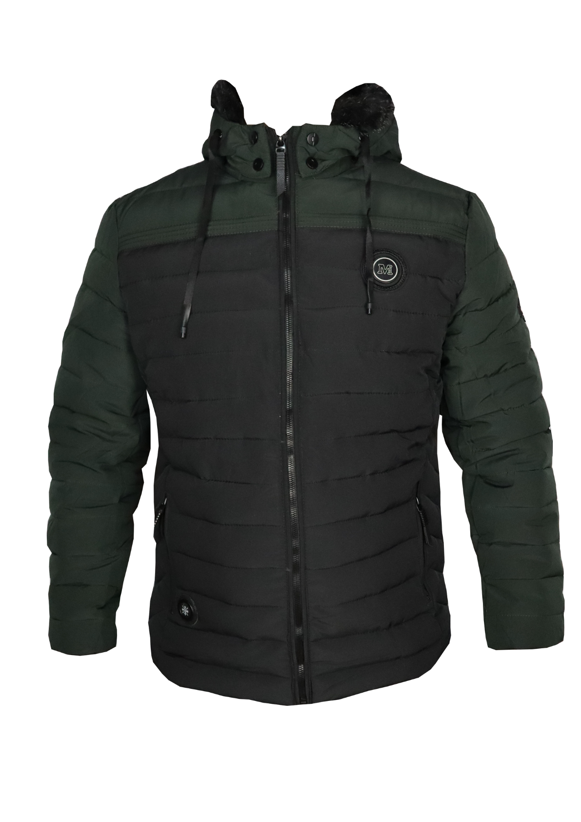 Parka para hombre básica con gorro y cierre frontal-0