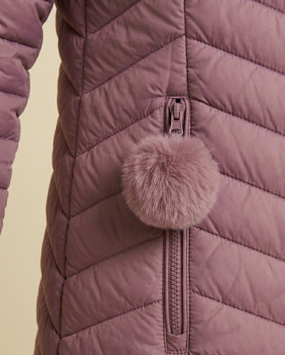 Parka de Mujer con Gorro Desmontable Lila-2