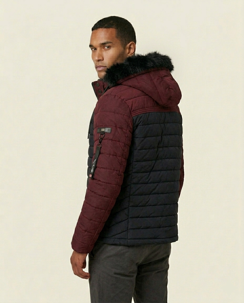 Parka de Hombre con Gorro Desmontable Burdeo-2