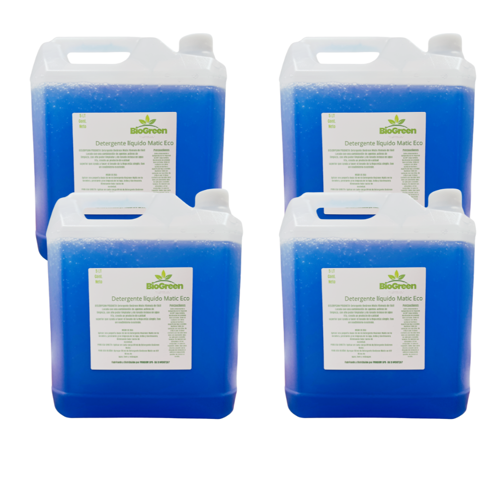 Detergente Liquido BioGreen Matic eco 5 litros Pack 4 Unidades-0