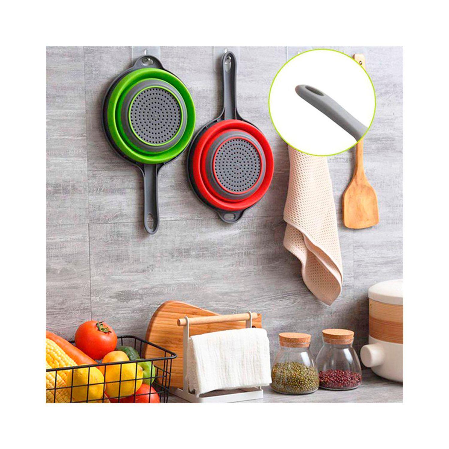 Colador Pegable de Silicona Redondo 19 cm Rojo-6