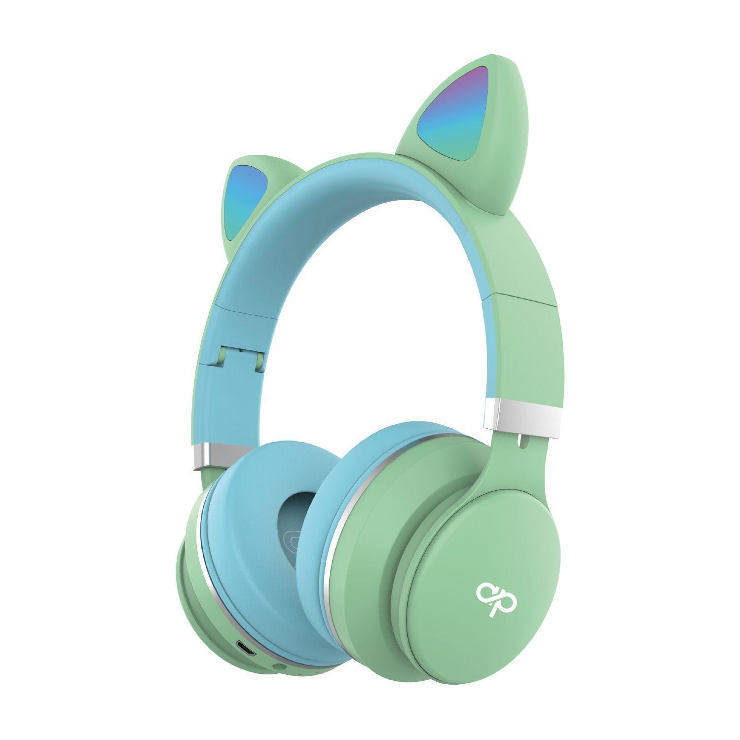 Audifono Bluetooth Cat Headband Con Luz Led Green-0