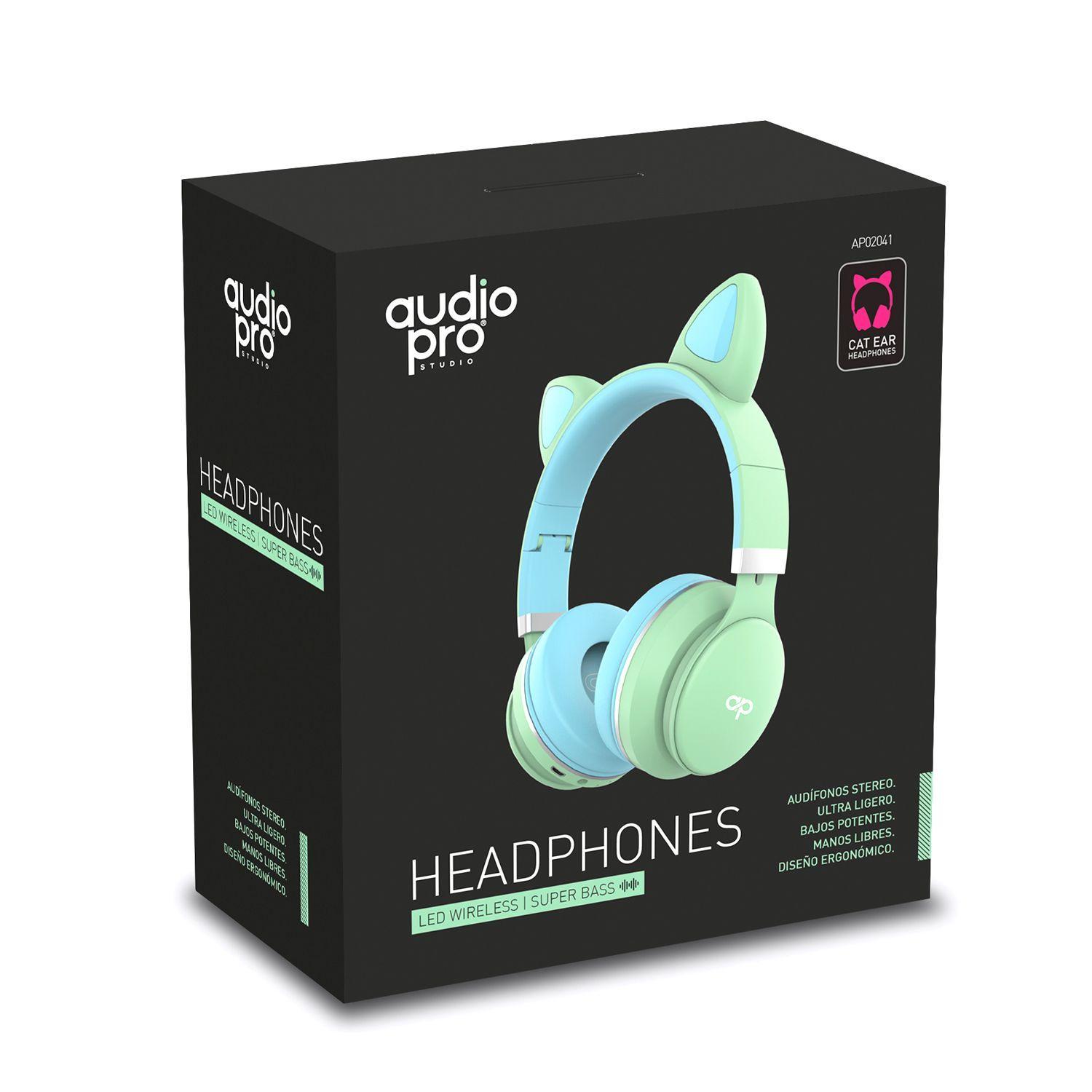 Audifono Bluetooth Cat Headband Con Luz Led Green-1