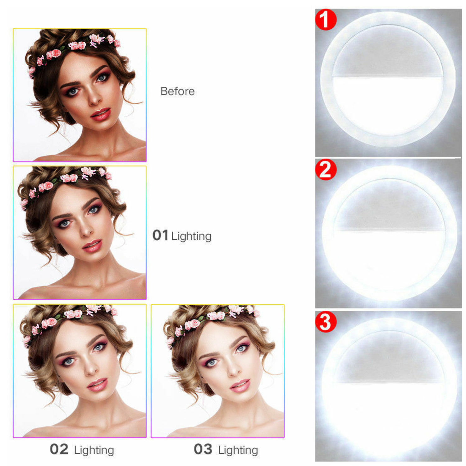 Aro De Luz Para Selfie Led Celular 3 Modos De Iluminacion-5