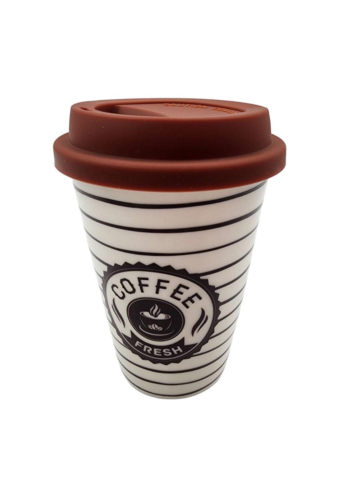 Mug Cerámica Tapa Silicona Lineas 400ml-1
