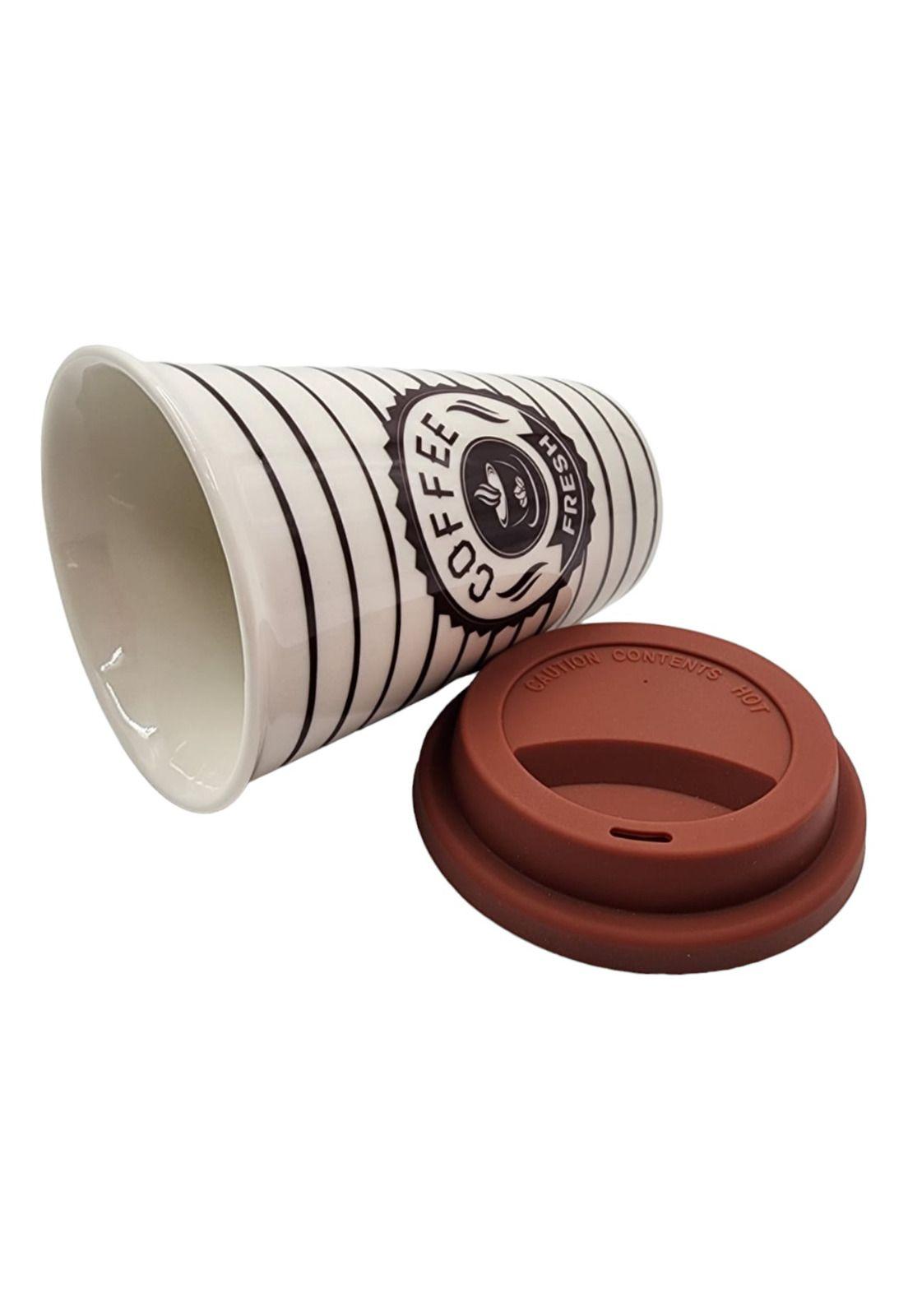Mug Cerámica Tapa Silicona Lineas 400ml-2