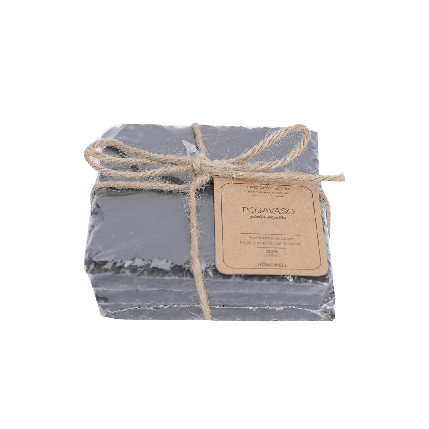 Set Posavasos Piedra Pizarra Cuadrado (4u)-0