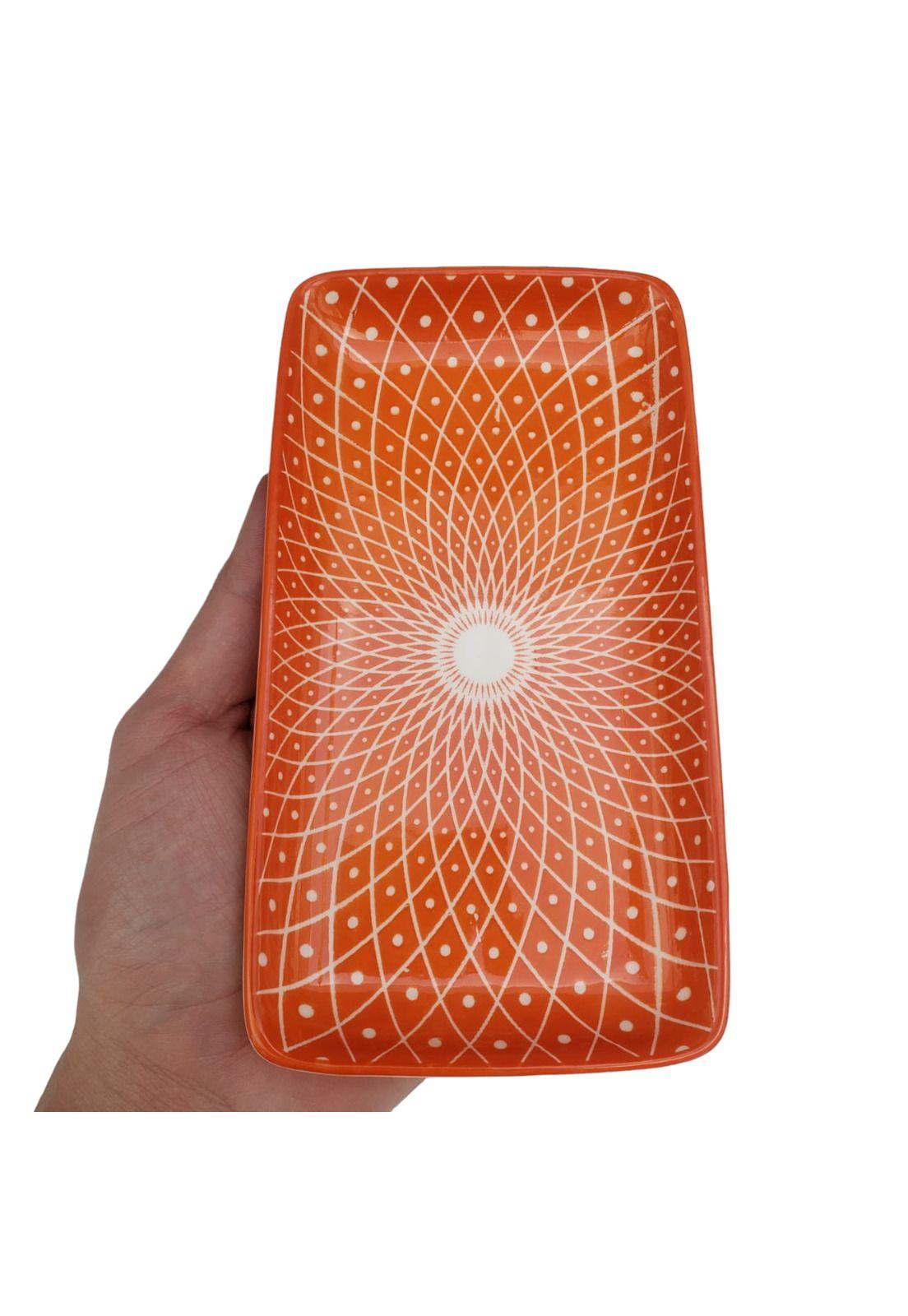 Plato Loza Rectangular Naranja 17.5x9.5cm-1