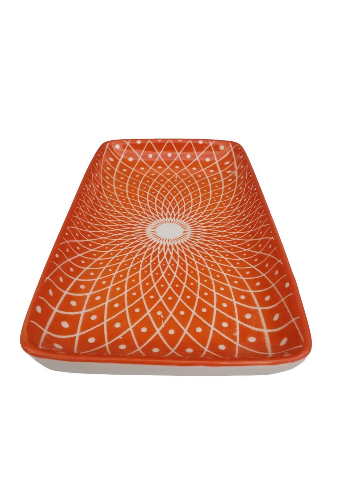 Plato Loza Rectangular Naranja 17.5x9.5cm-3