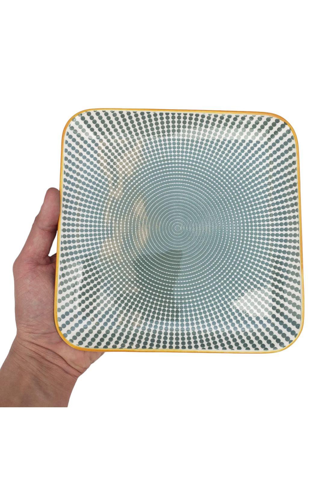 Plato Loza Diseño Verde 20x2cm-1