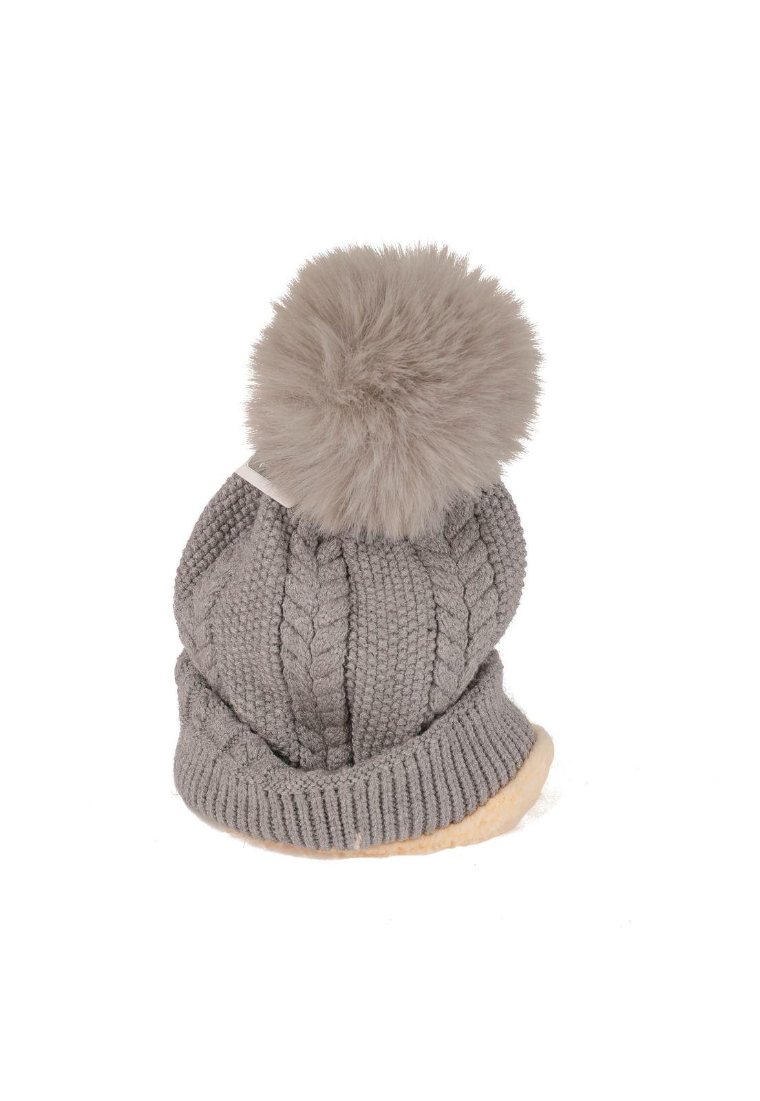 Gorro Invierno con Pompon Gris 28cm-2