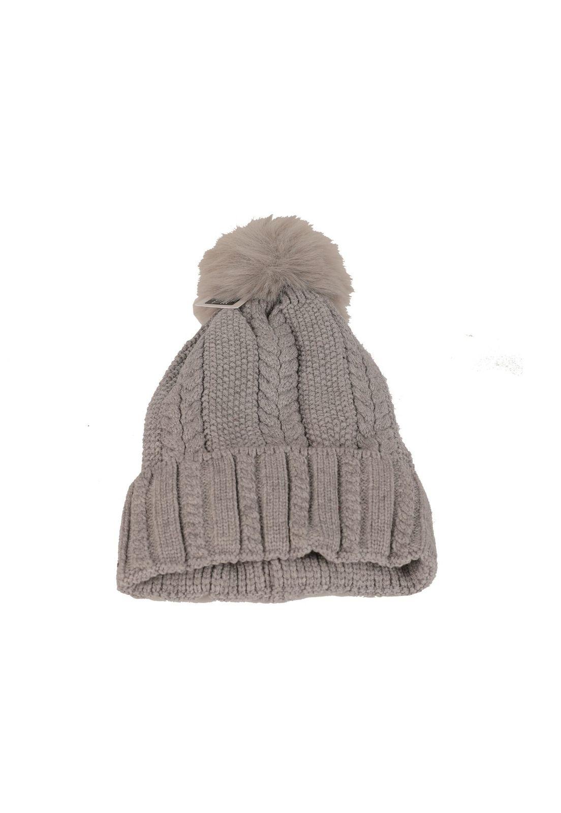 Gorro Invierno con Pompon Gris 28cm-3