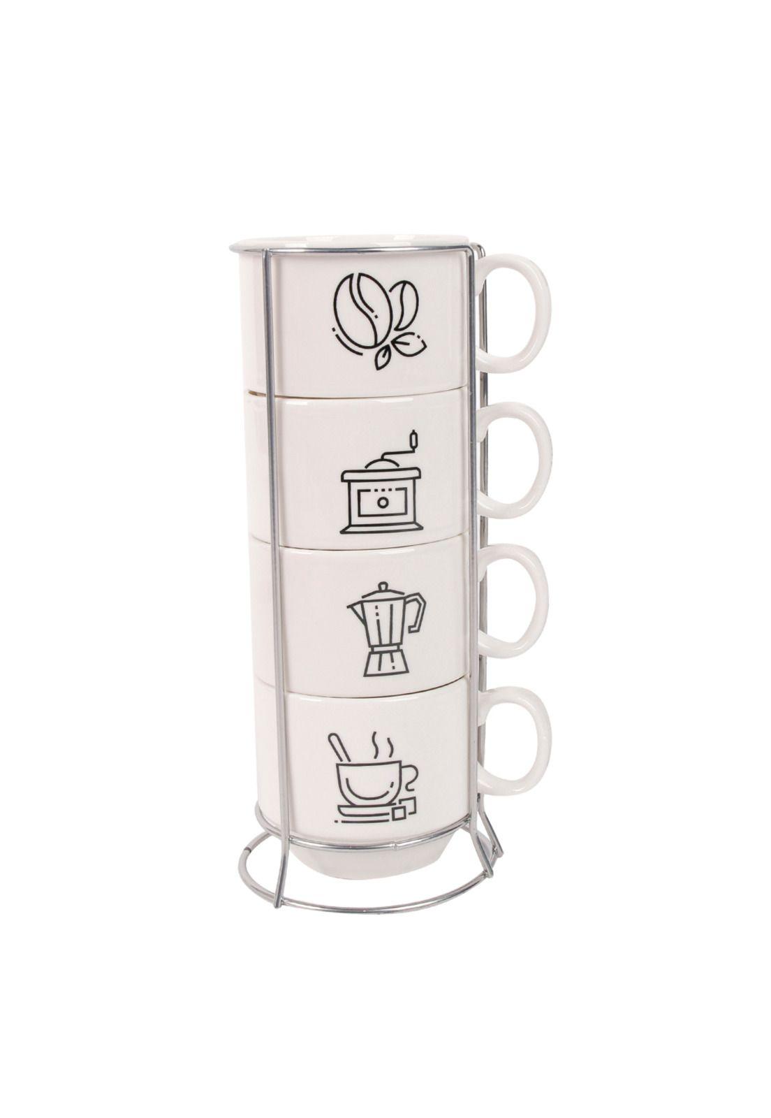 Set de 4 Tazas Apilables Loza Diseño Cocina 7x6cm-1