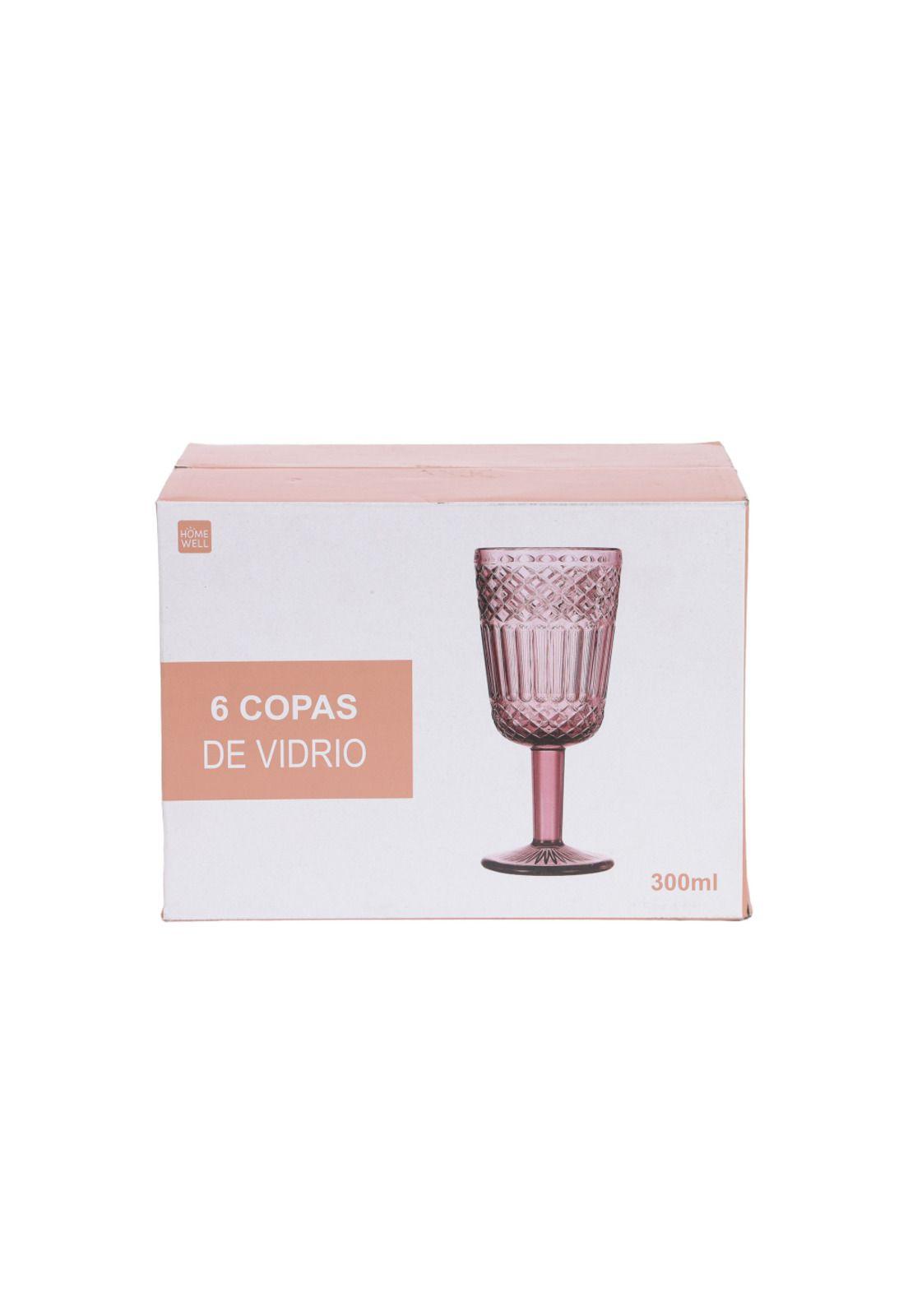 Set 6 Copas Vidrio Rosado 300Ml-4