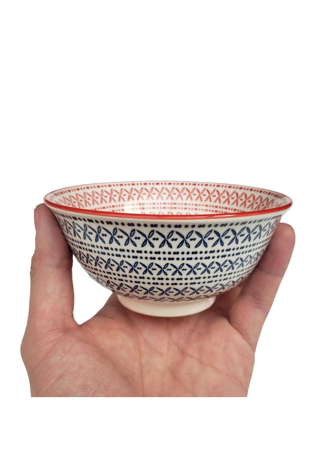 Bowl Pocillo Loza Azul Rojo 12x6.5cm-1