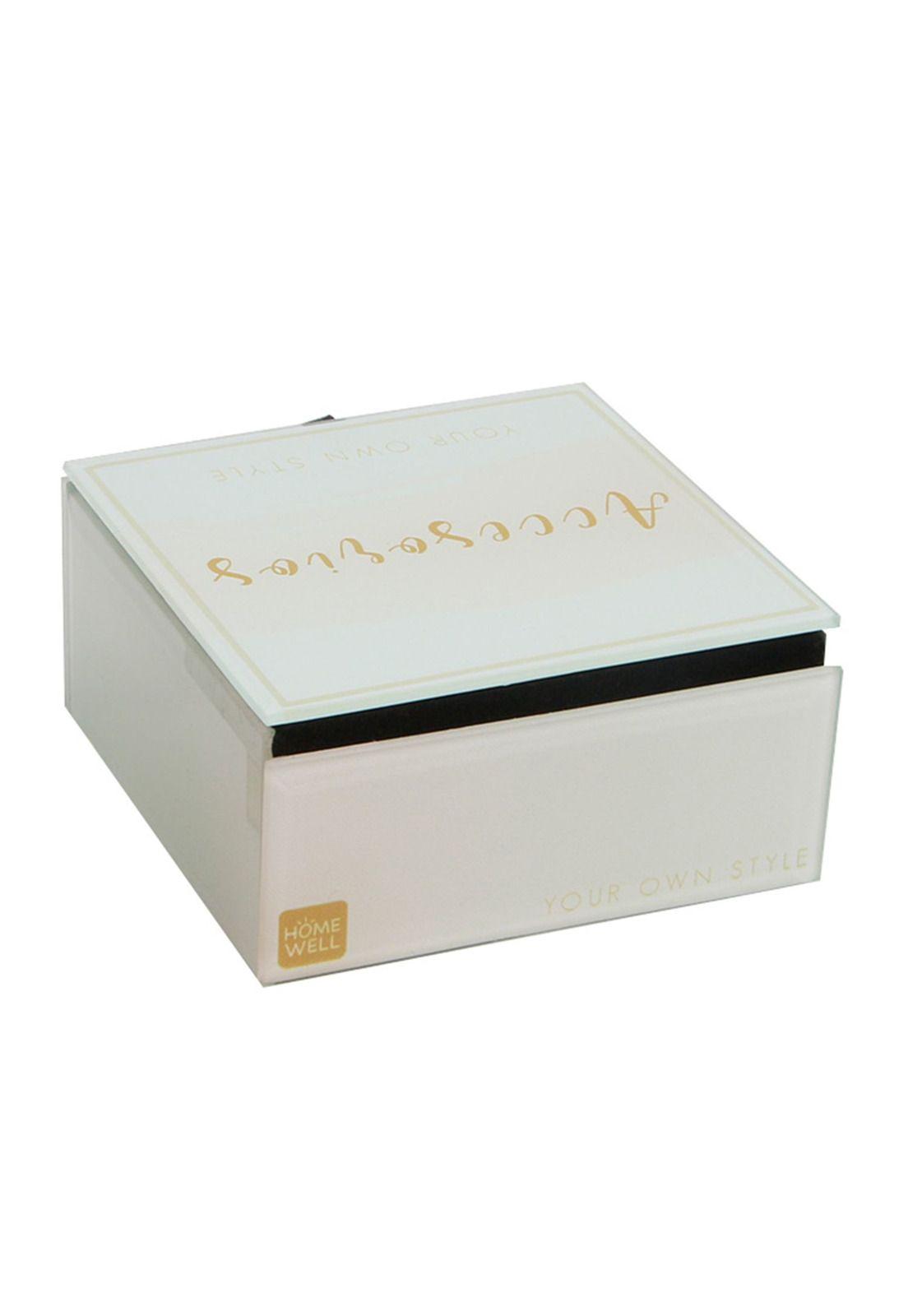 Caja de Vidrio Organizadora Rosada 14.5x14x8cm-1