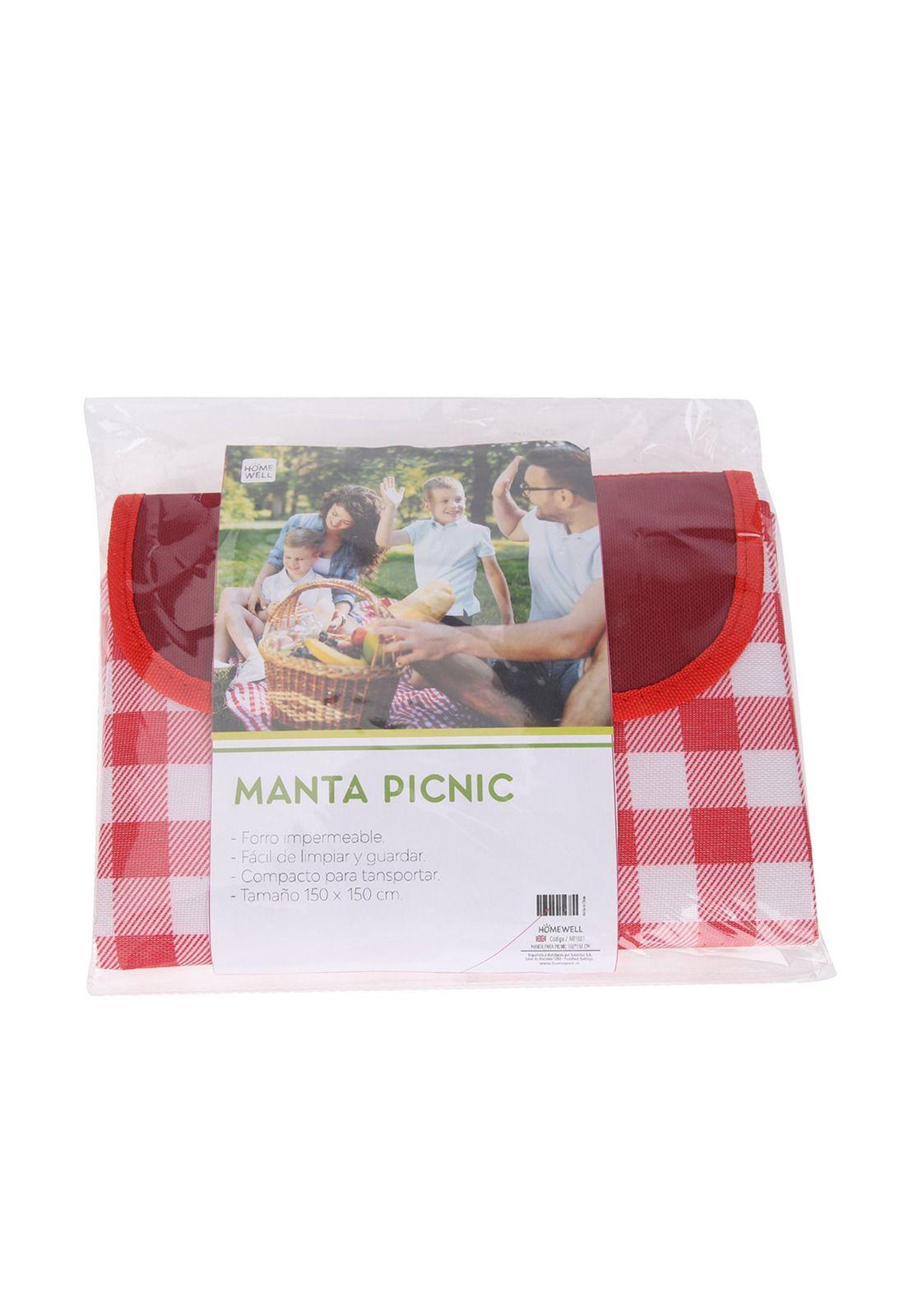 Manta para Picnic Plegable Roja 150x150cm-4