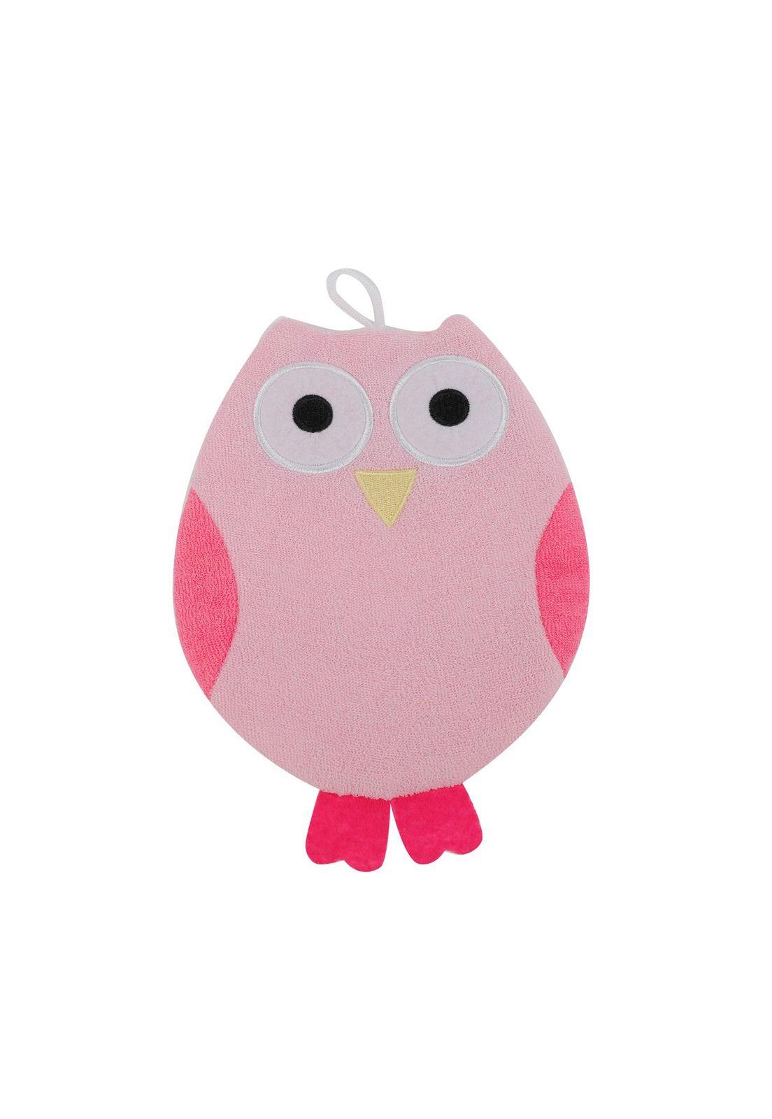 Guante de Ducha Esponja Búho Rosado 17cm-0