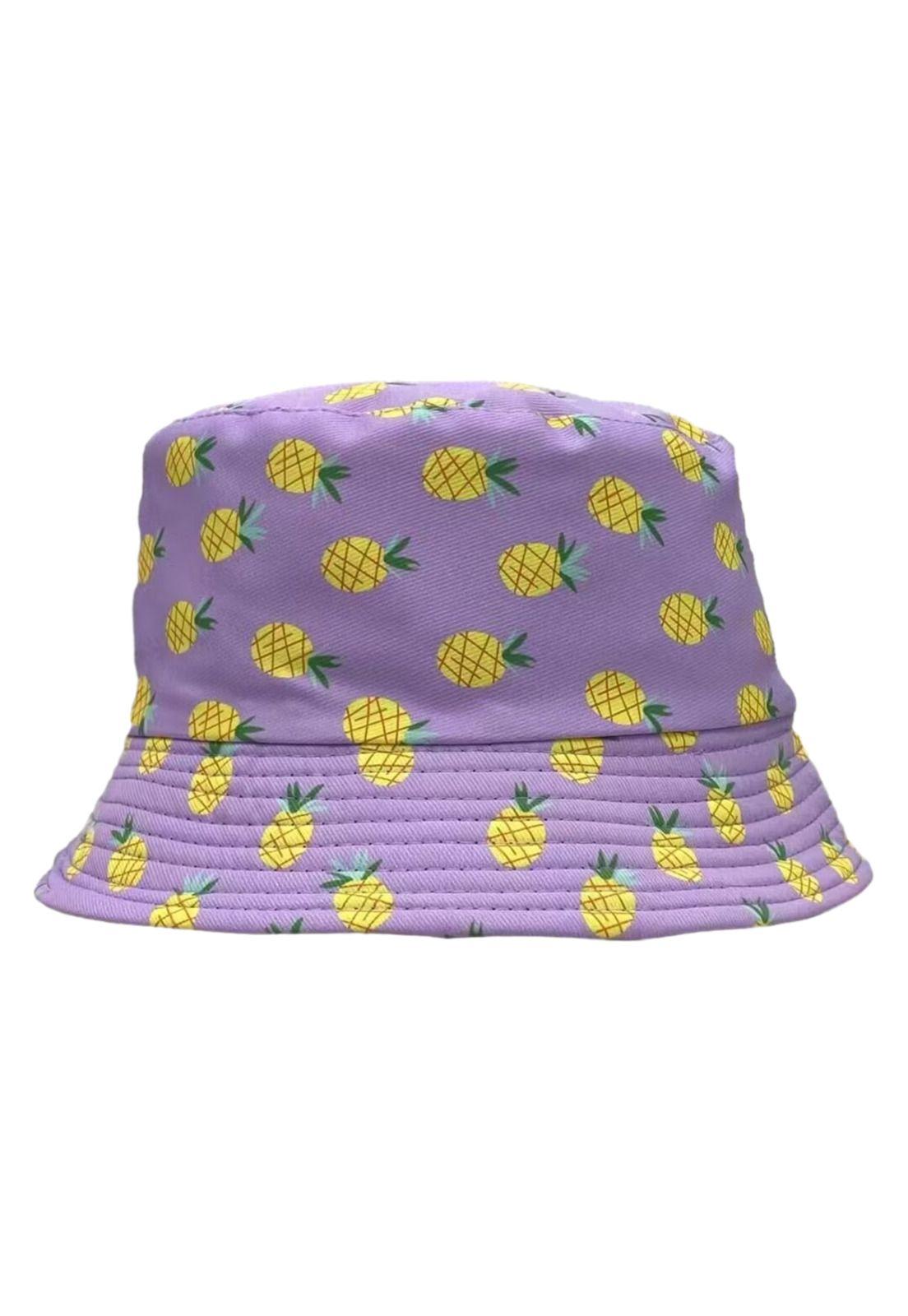 Sombrero Pescador Morado Diseño Piña 13*18cm-0